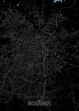 Goiânia City Map - Dark Aesthetic