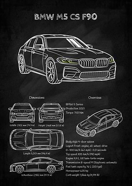 BMW M5 CS F90 Blueprint