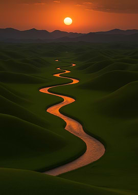 Sunset River Landscape