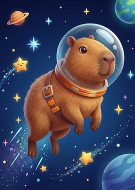 Capybara Astronaut in Space