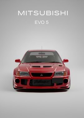 Mitsubishi EVO 5 Red poster