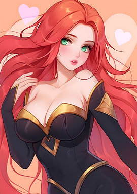 Anime Girl with Flowing Red Hair