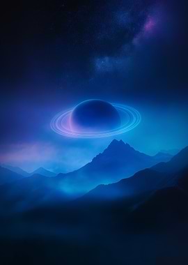 Saturn over Mountain Range