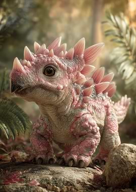 Cute Baby Dinosaur in Forest Setting