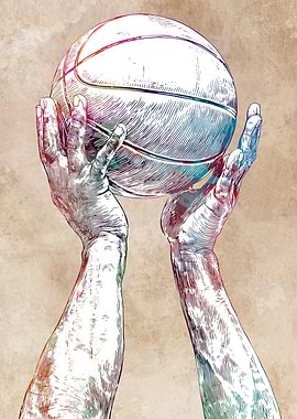 Basketball hands watercolor art