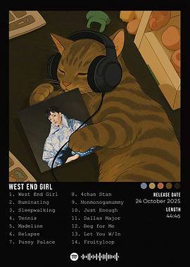 Cat with Headphones Album Cover Art