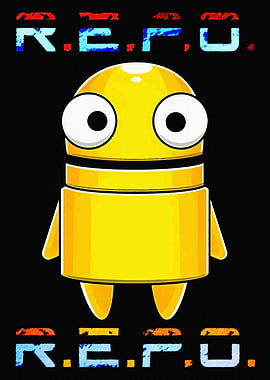 Yellow Robot Character with R.E.P.O. Text