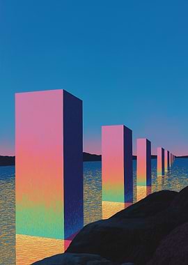 Pink Pillars in Water