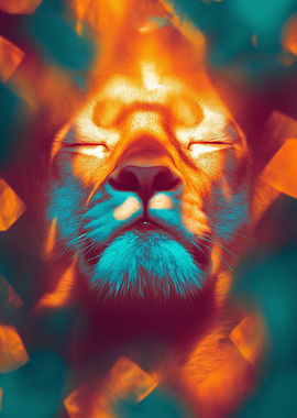 Lion Close-Up with Teal and Orange