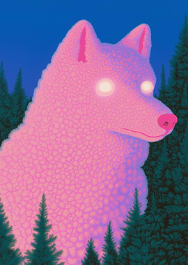 Pink Wolf in Forest