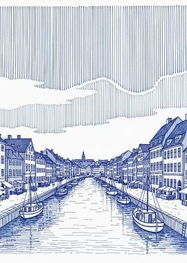 Blue Copenhagen Cityscape