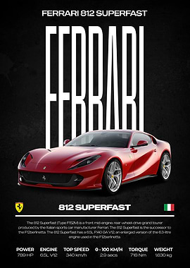 Ferrari 812 Superfast Car Poster