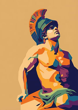 Colorful Spartan Warrior Digital Art