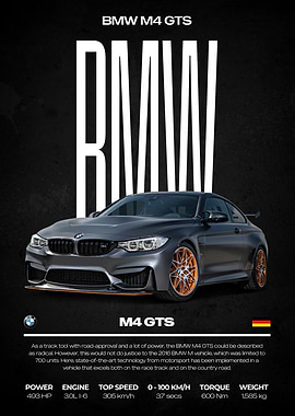 BMW M4 GTS Car Poster