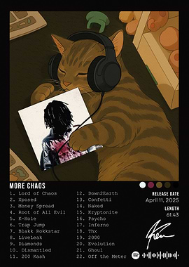 Cat with Headphones Listening to Music