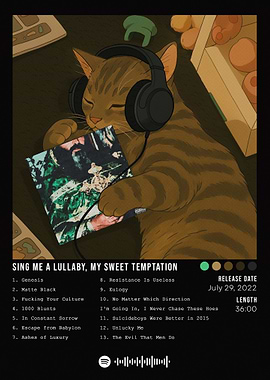 Cat Listening to Music Album Cover
