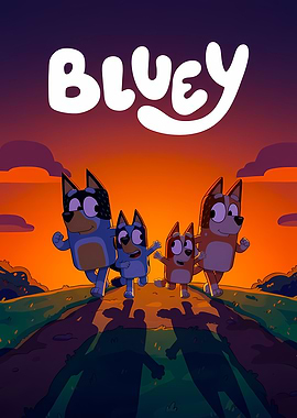 Bluey and Family at Sunset