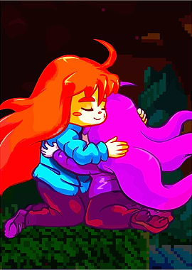 Celeste: Madeline and Badeline Hugging