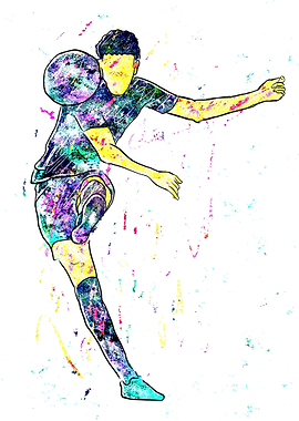 Colorful Soccer Player Kicking Ball