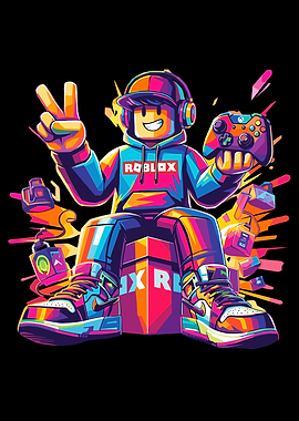 Roblox Character with Controller and Peace Sign