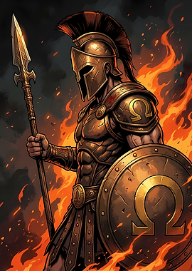 Spartan Warrior in Flames