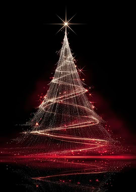 Sparkling Christmas Tree on Black Background