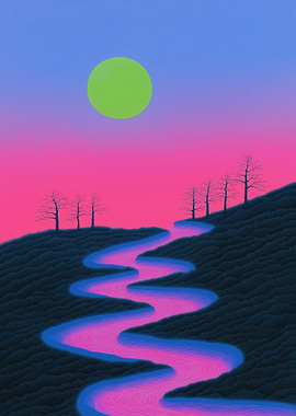 Surreal Landscape with Pink River