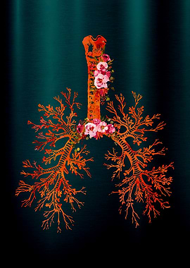 Floral Lungs Anatomy Art