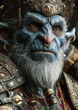 Blue-skinned Fantasy Creature Portrait