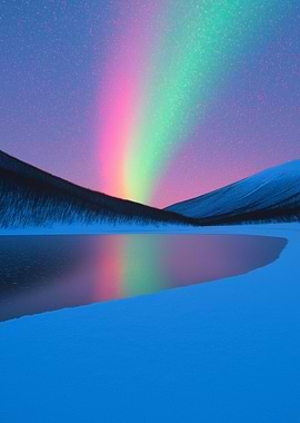 Aurora Borealis over a Snowy Landscape