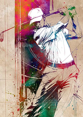Golf Swing Watercolor Art