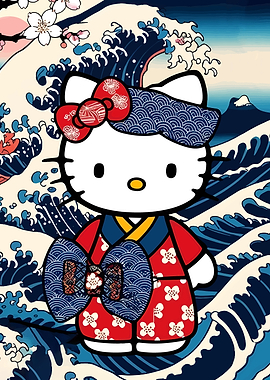Hello Kitty Ukiyo-e Style