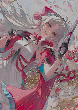 Elegant Anime Girl with Mask