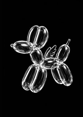 Glass Balloon Dog with Wings