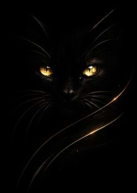 Black Cat with Golden Eyes