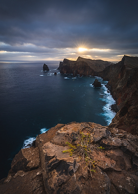 Dramatic Coastal Cliff at Sunset