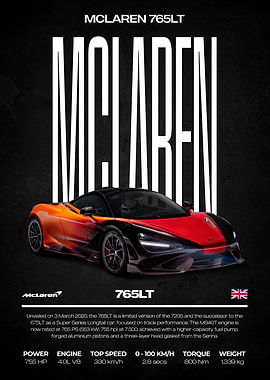 McLaren 765LT Car Poster
