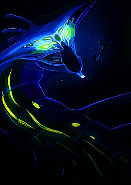 Leviathan and Diver in Dark Ocean