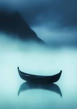 Misty Boat on Water
