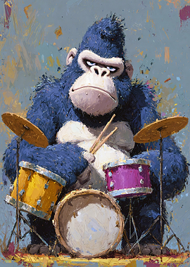 Gorilla Drummer Painting