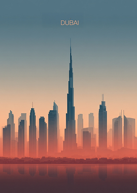 Dubai Skyline Minimalist Art