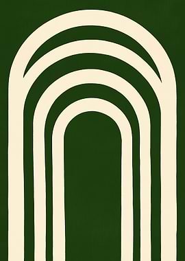 Abstract Arches on Green Background