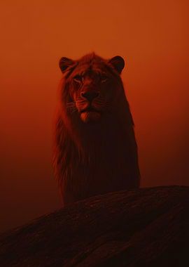 Lion in Red Hues