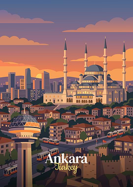 Ankara, Turkey Cityscape Illustration