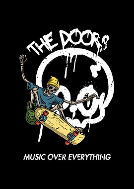 The Doors Skeleton Skateboard Music Art
