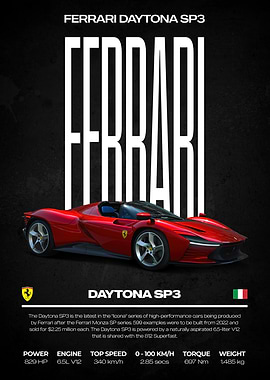 Ferrari Daytona SP3 Car Poster