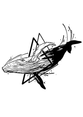 Whale Illustration with Geometric Shapes