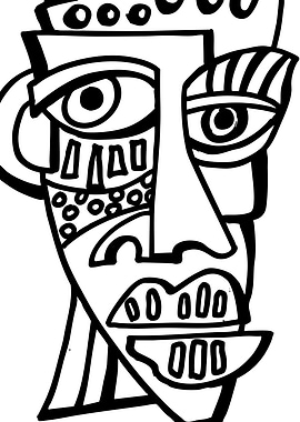 Abstract Face Black and White Art
