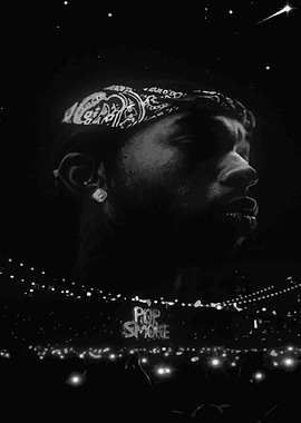 Pop Smoke Black and White Portrait