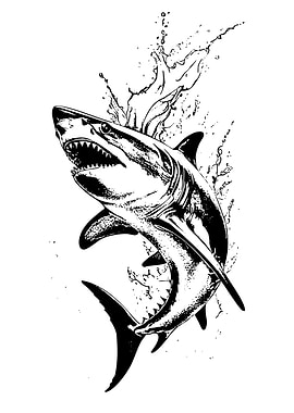Black and White Shark Illustration